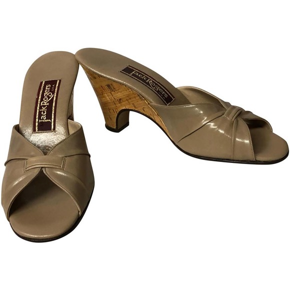 Jack Rogers Lightweight Tan Leather Wedges 6.5
